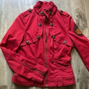 Red Guess Military Jacket